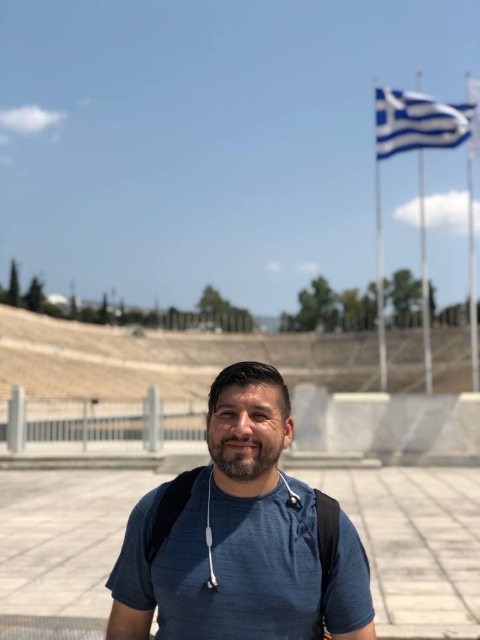 Lucas at Panathenaic Stadium, Athens